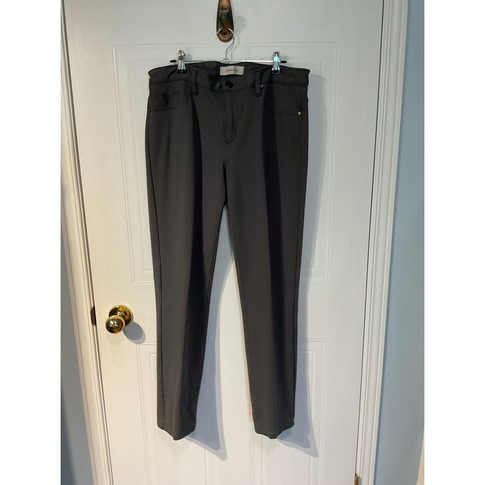 Calvin Klein Jeans Pants Womens 12 Grey Excellent Stretch Straight Leg Trousers